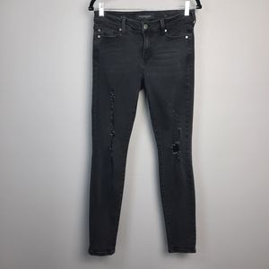 Liverpool Vintage Wash Black Midrise Distressed Skinny Jeans size 4